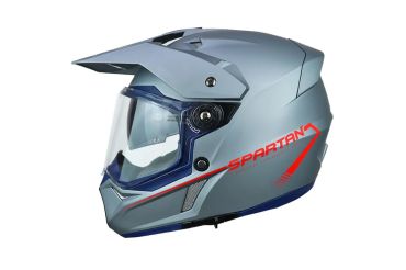 CASCO SPARTAN WOLF GRIS/ROJO MATE