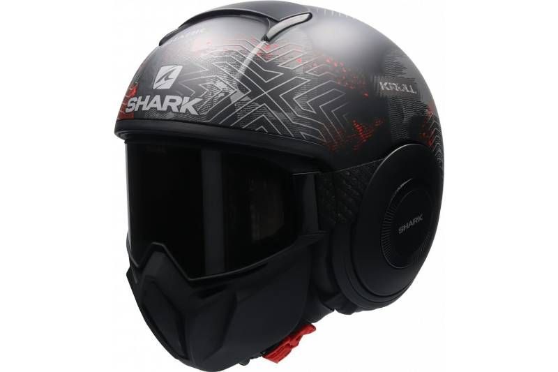 CASCO SHARK DRAK KRULL NEGRO MATE/ROJO